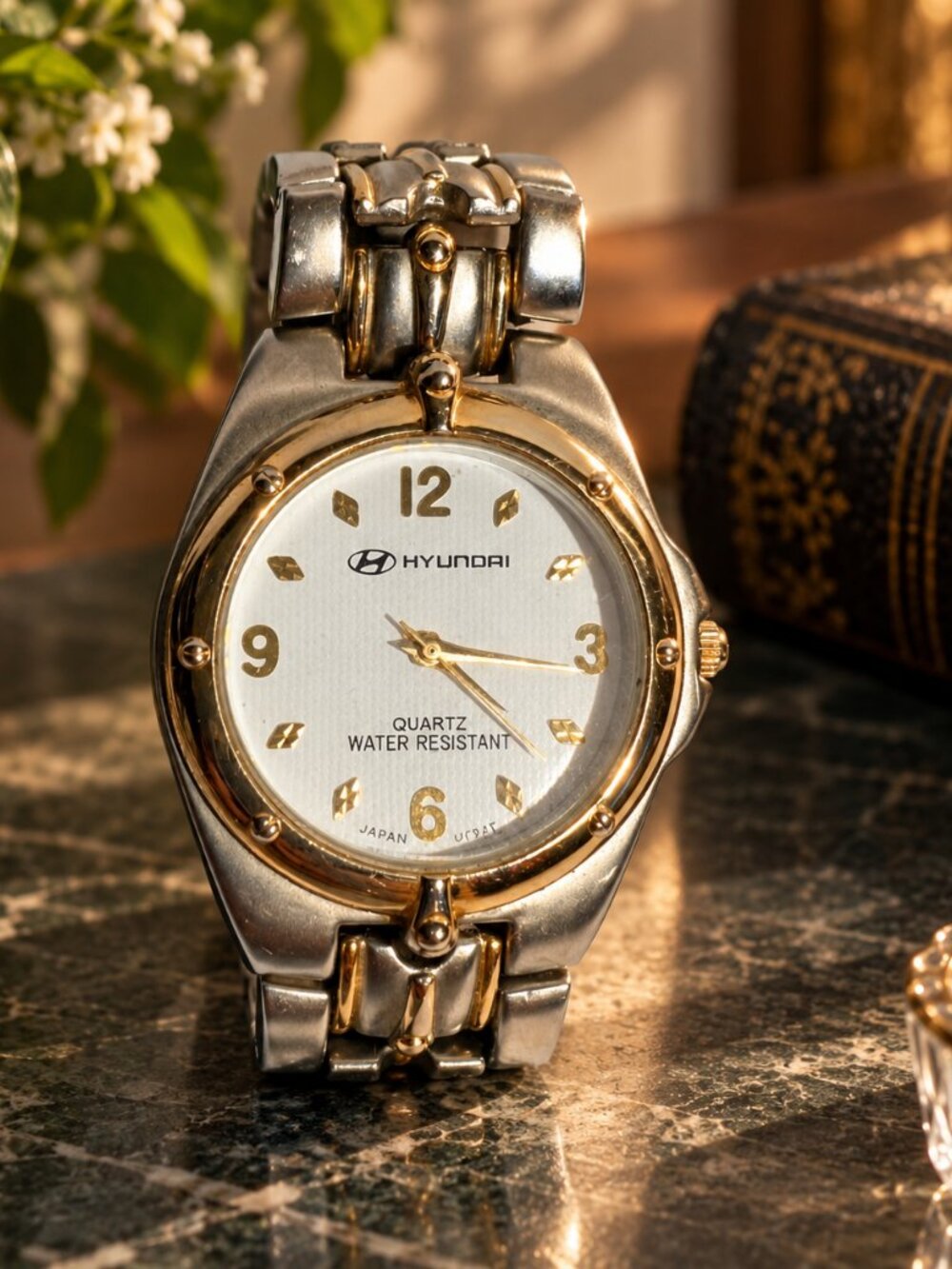 Vintage Hyundai Two-Tone Quartz Bracelet Watch | Silver & Gold Tone Water Resist